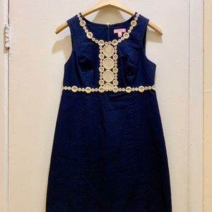 Lilly Pulitzer Navy Rosie Lace Detail Shift Dress